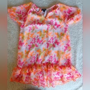 GEORGE Pink Orange and Gold Butterfly Shirt (XL/XG 14-16)